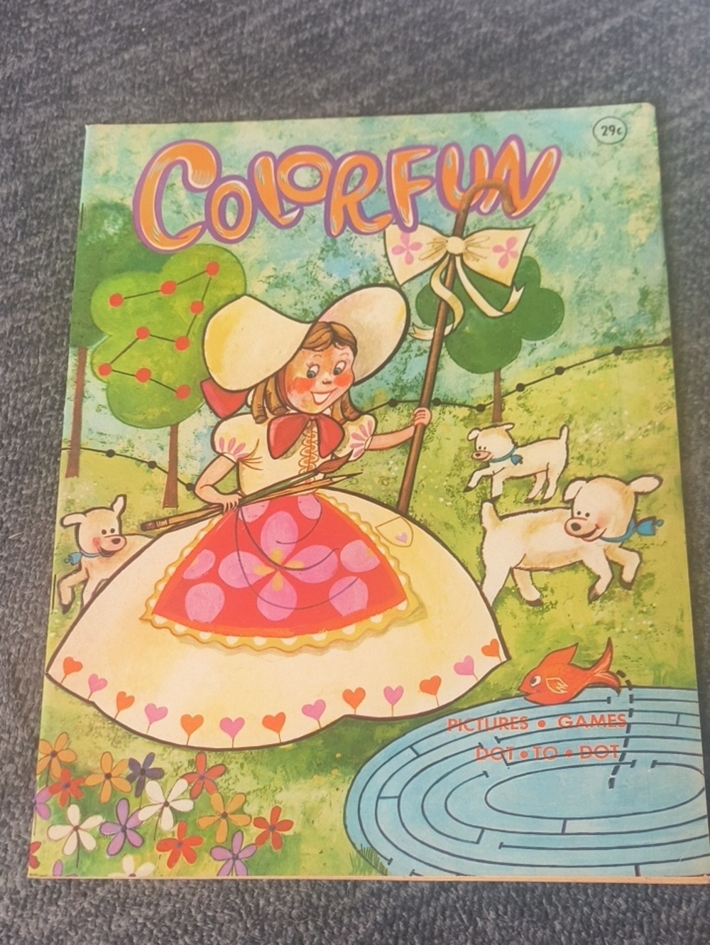 Colorfun Kids Activity Book - Vintage Illustrated Cover (Green, Pink, Cream)